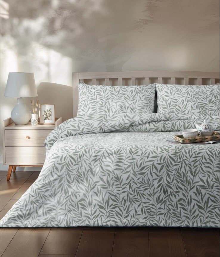 Leaf Dream Kolay Ütülenir Tek Kişilik Çarşaflı Nevresim Takımı 160x220 cm Yeşil